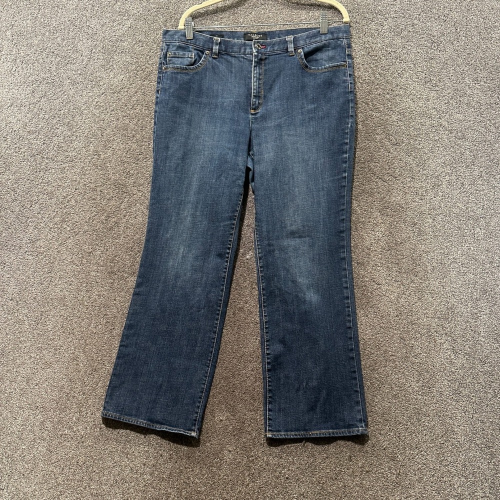 Talbots Womens 14P Blue Denim Bootcut Jeans Mid Rise Stretch Medium Wash Petites